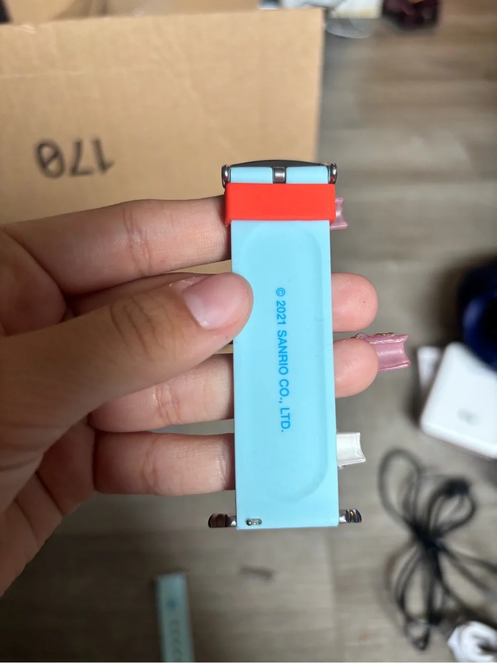 Sanrio Hello Kitty Light Blue and Red Silicone Apple Watch SE Band